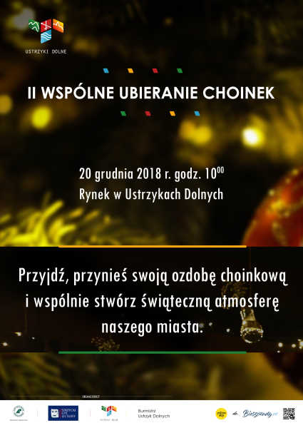 Plakat zapraszający na wspólne ubieranie choinek