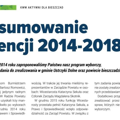 Podsumowanie kadencji oraz program wyborczy