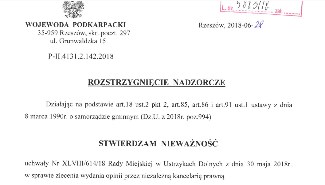 Uchwała Rady Miejskiej uchylona