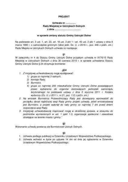 Czy mieszkańcy będą mogli przedstawiać projekty uchwał?